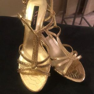 Gold snake skin Nina strappy dress shoe